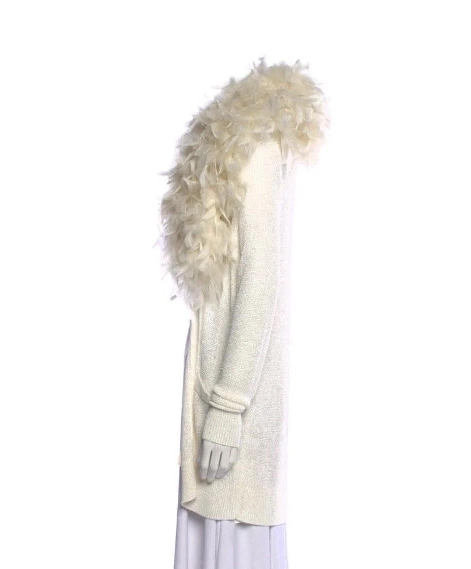 Ralph Lauren Purple Label Runway 2012 Feather-Trimmed Ivory Cardigan Ensemble For Sale 6