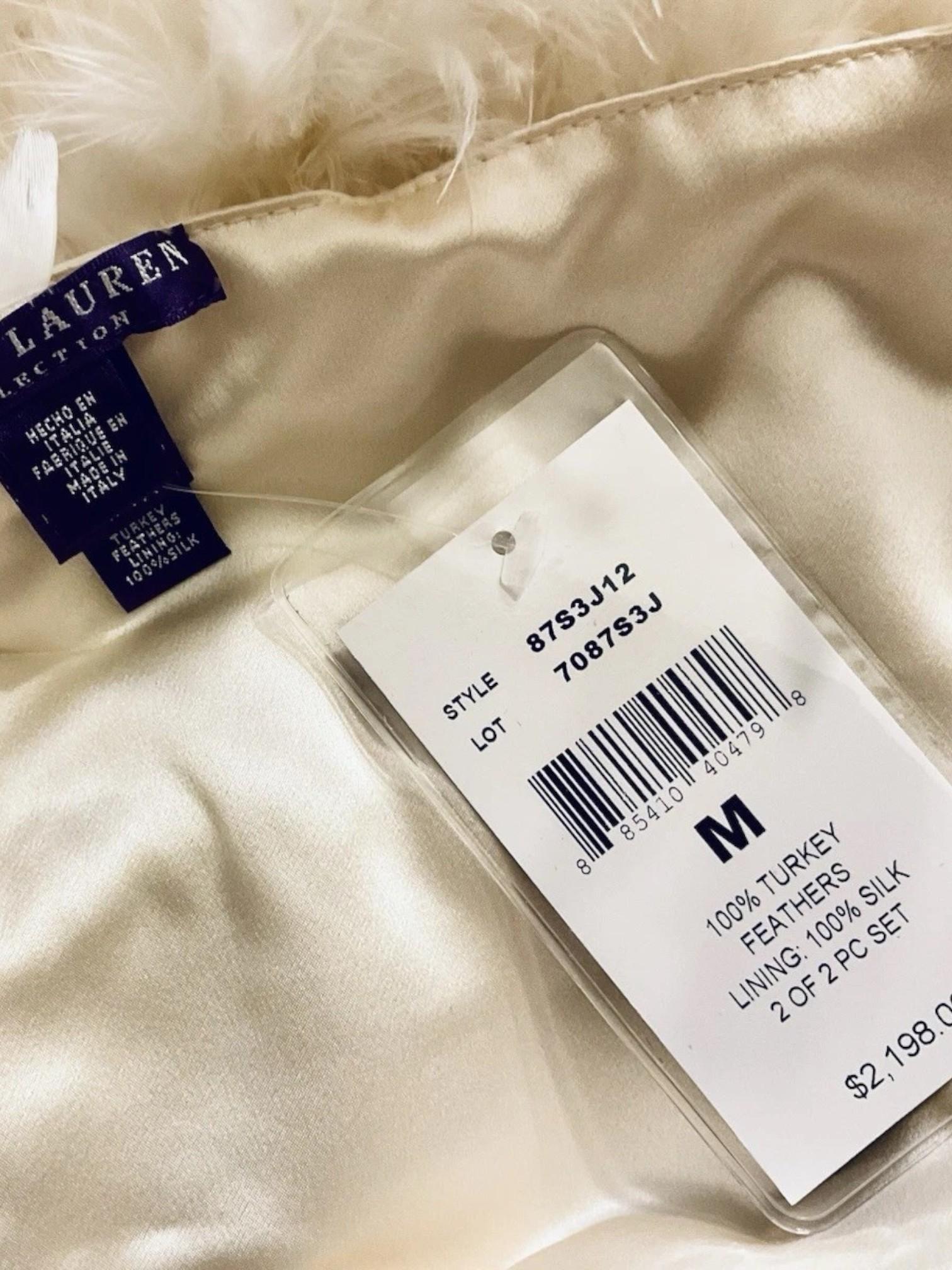 Ralph Lauren Purple Label Runway 2012 Feather-Trimmed Ivory Cardigan Ensemble For Sale 8