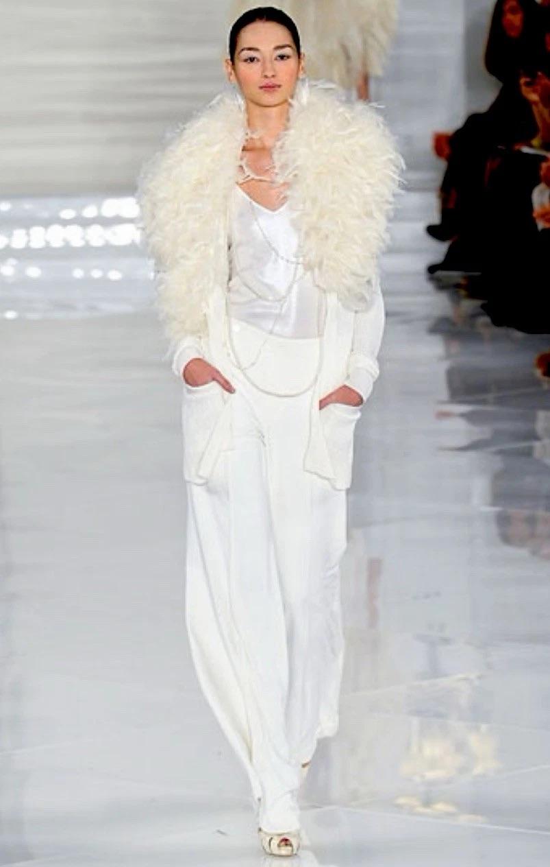 From Ralph Lauren’s ethereal 2012 Wedding Collection, this rare runway two-piece cardigan ensemble exemplifies the house’s iconic fusion of opulence and romance. Featured in the Purple Label runway presentation, this look captures the designer’s