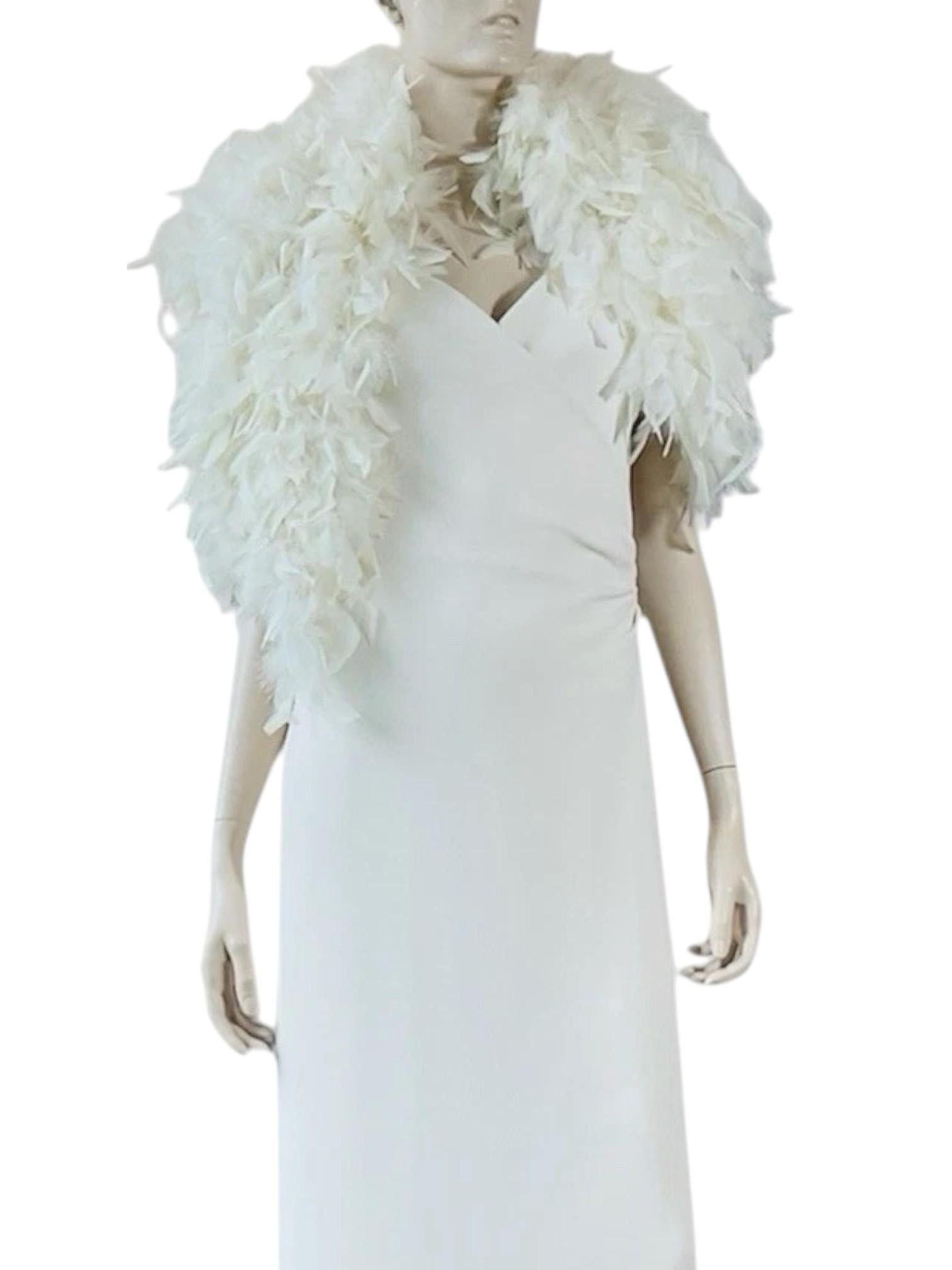 Ralph Lauren Purple Label Runway 2012 Feather-Trimmed Ivory Cardigan Ensemble For Sale 3