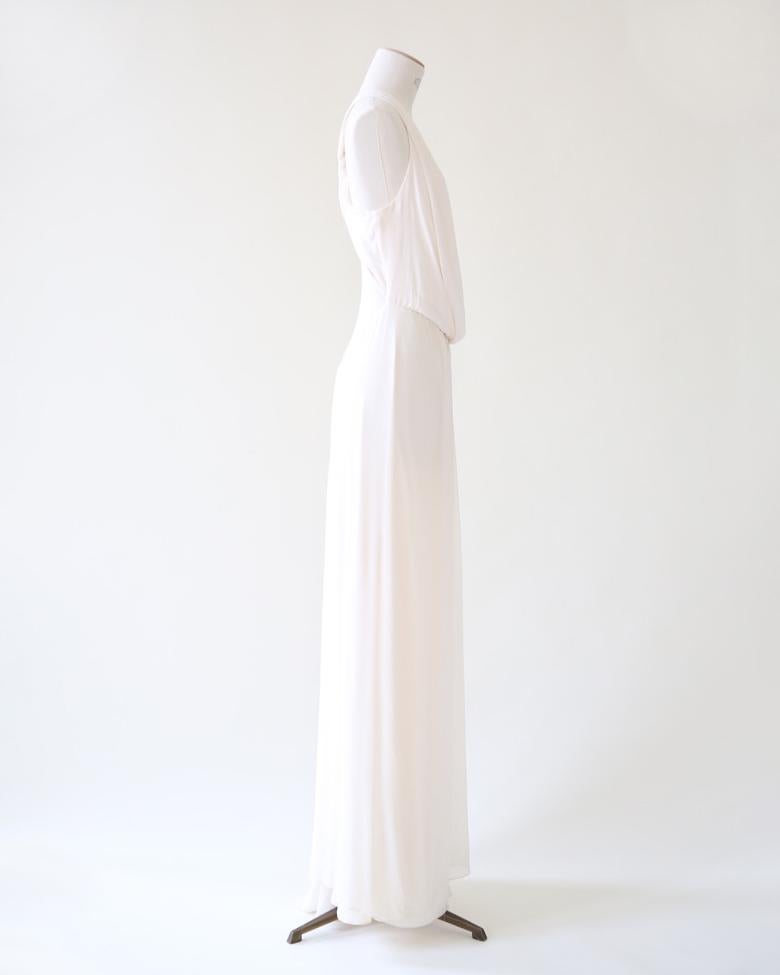 Ralph Lauren Purple Label S/S 07 blanc ivoire robe de mariée en soie plongeante en vente 5