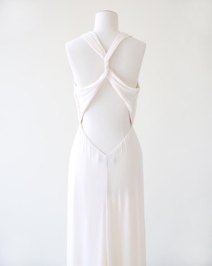 Ralph Lauren Purple Label S/S 07 blanc ivoire robe de mariée en soie plongeante en vente 8