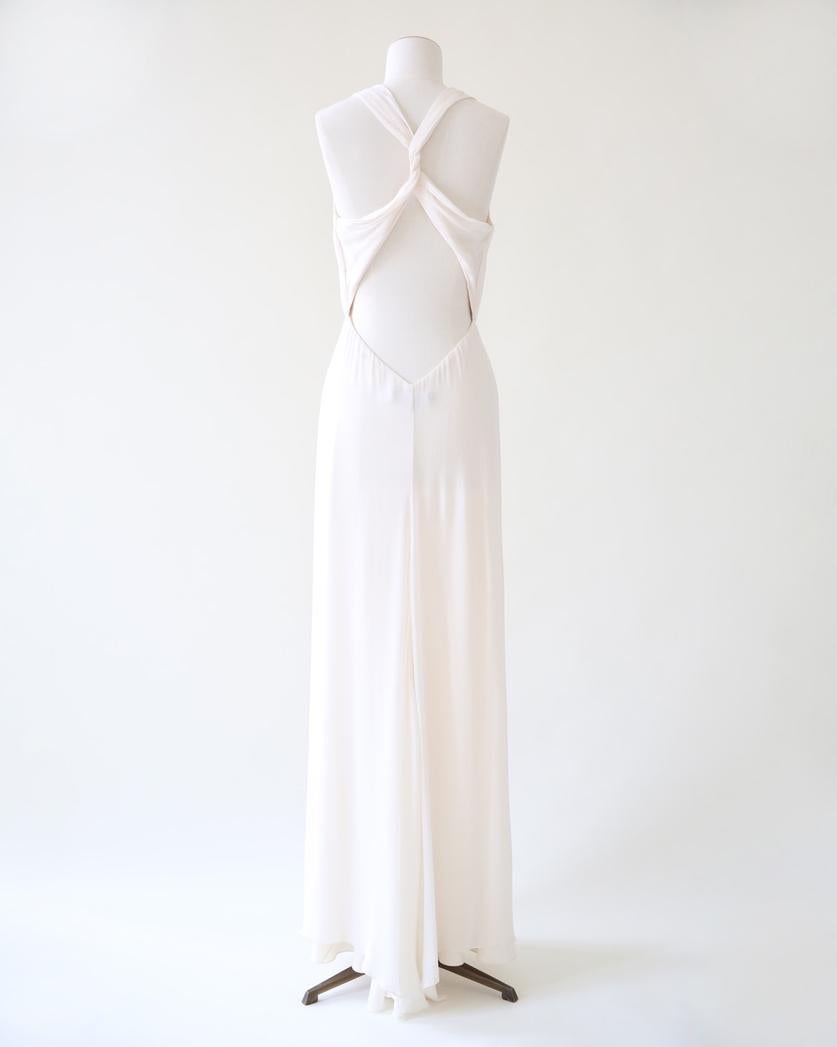 Ralph Lauren Purple Label S/S 07 blanc ivoire robe de mariée en soie plongeante en vente 9