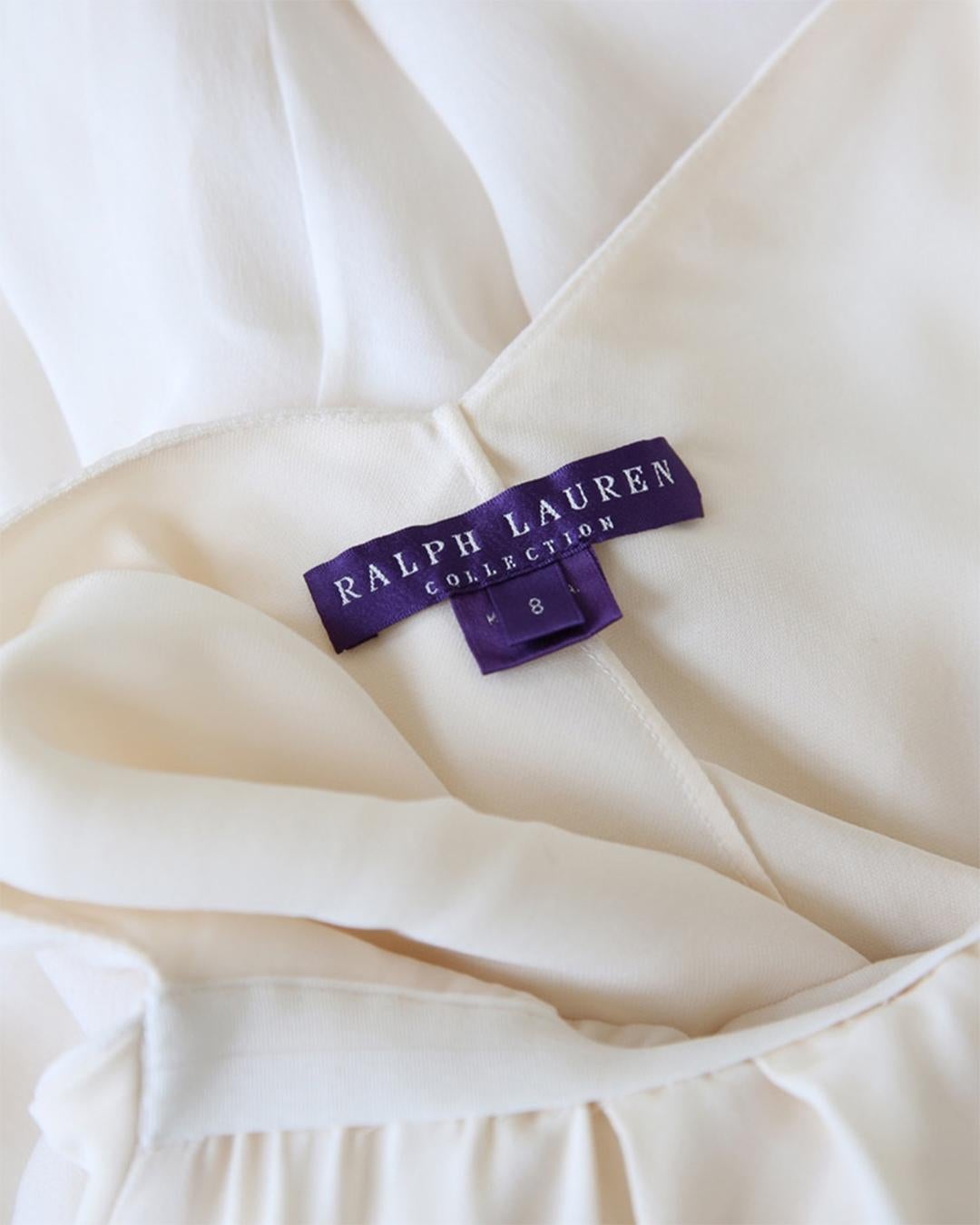 Ralph Lauren Purple Label S/S 07 blanc ivoire robe de mariée en soie plongeante en vente 11