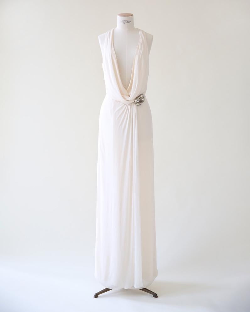 Ralph Lauren Purple Label S/S 07 blanc ivoire robe de mariée en soie plongeante Pour femmes en vente