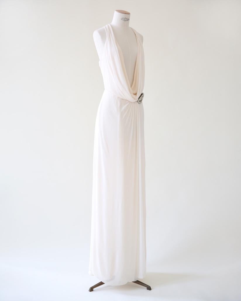 Ralph Lauren Purple Label S/S 07 blanc ivoire robe de mariée en soie plongeante en vente 3