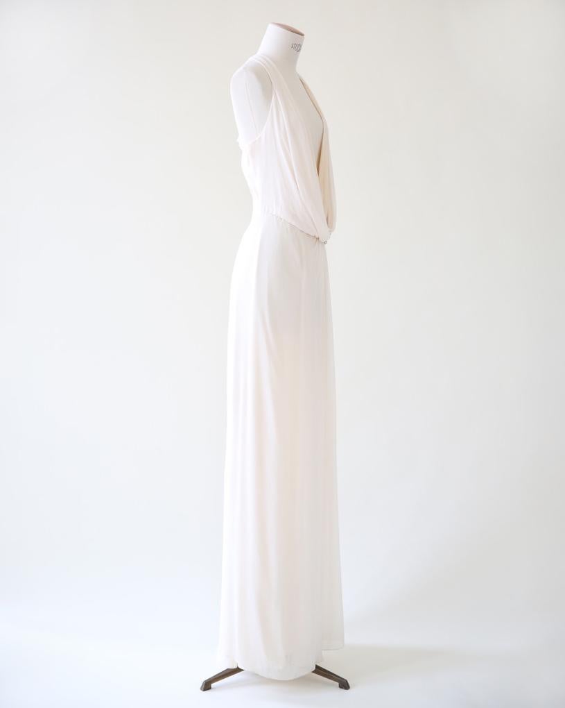 Ralph Lauren Purple Label S/S 07 blanc ivoire robe de mariée en soie plongeante en vente 4