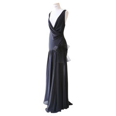 Ralph Lauren Purple Label S/S 2012 Vintage schwarz Seide tauchen Bogen Kleid Kleid