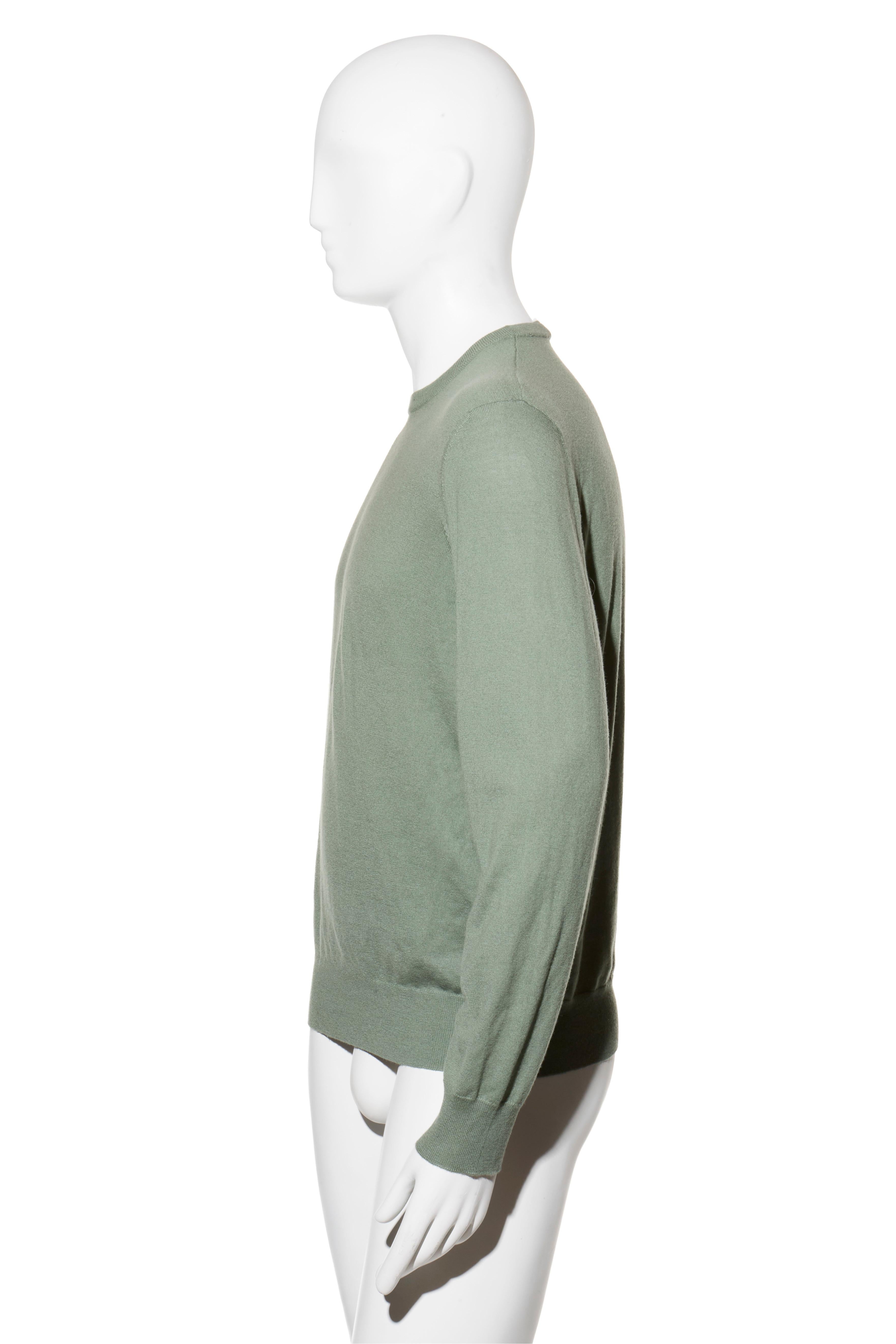 Ralph Lauren Purple Label Sage Green Italian Cashmere Crewneck Sweater (Size L) Excellent état - En vente à Woodland Hills, CA