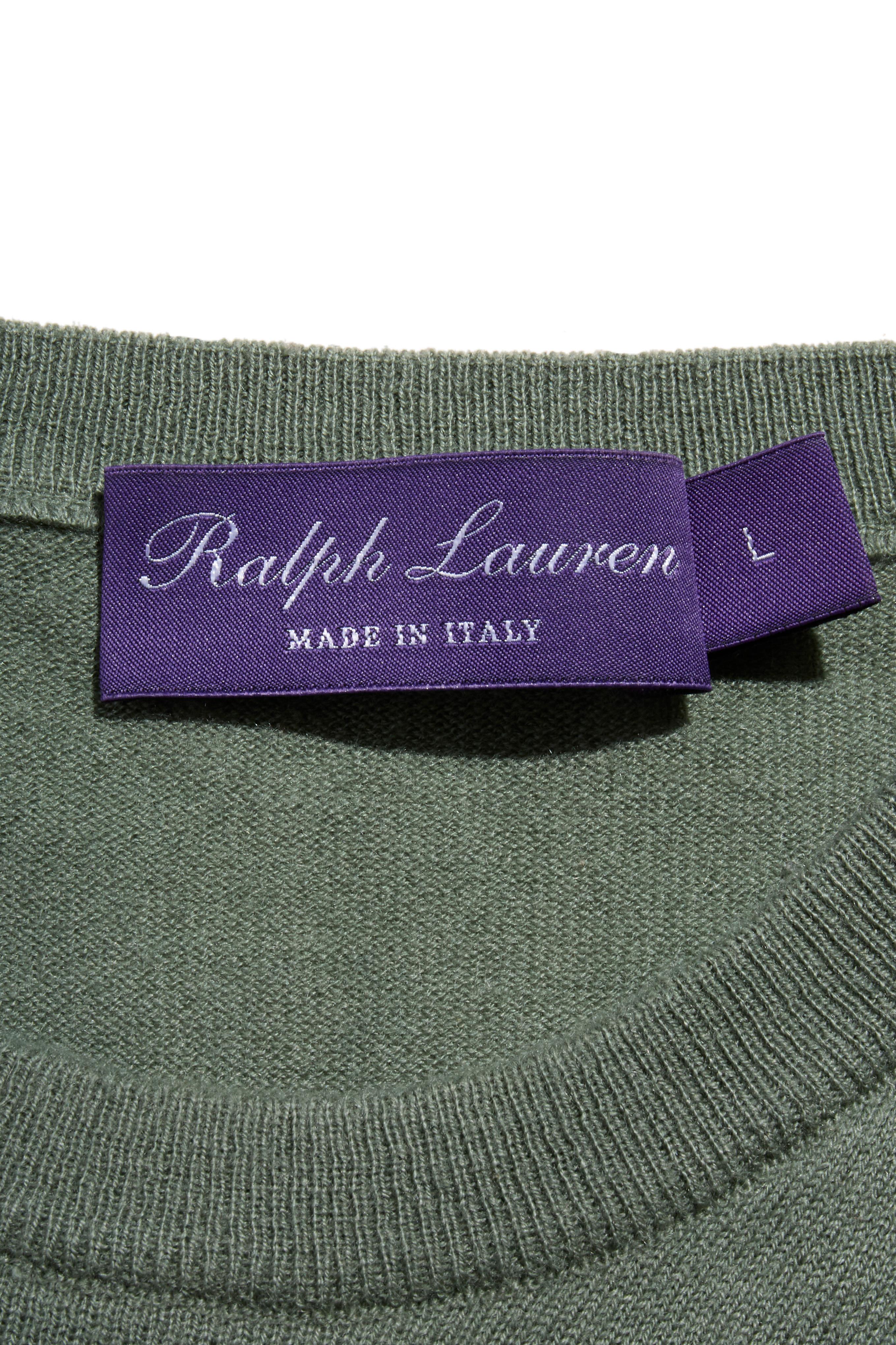 Ralph Lauren Purple Label Sage Green Italian Cashmere Crewneck Sweater (Size L) en vente 1