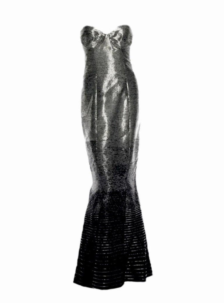 ralph lauren liquid silver dress Ralph Lauren Runway Spring 2012 Silver Beaded Gown NWT at 1stDibs