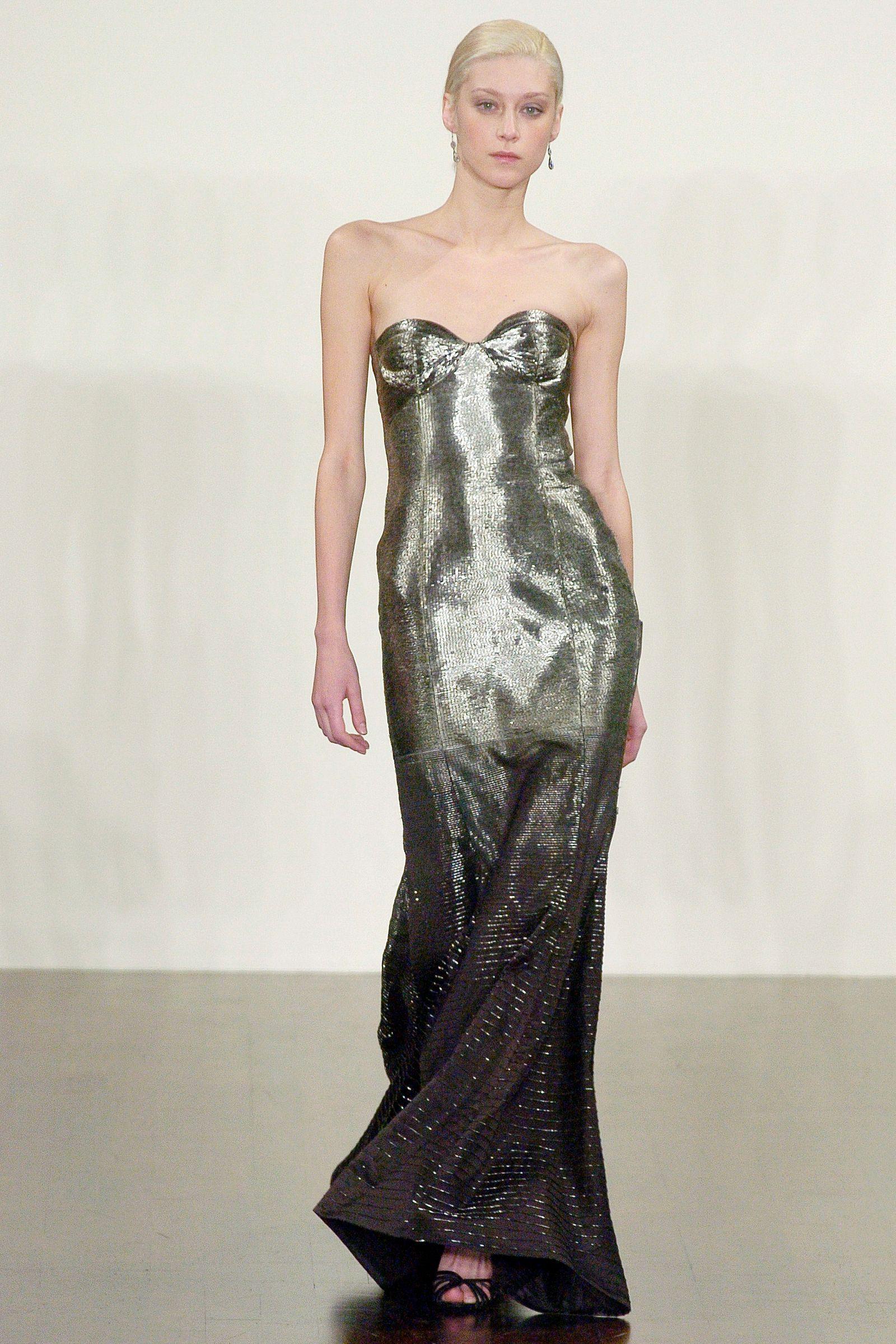 Ralph Lauren Purple Label Silver Hand-Beaded Bustier Gown, Fall 2005, Met Gala For Sale 9