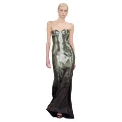Ralph Lauren Purple Label, abito bustier con perline a mano in argento, Autunno 2005, Met Gala