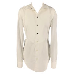 RALPH LAUREN Purple Label Size 10 White Cotton Tuxedo Shirt