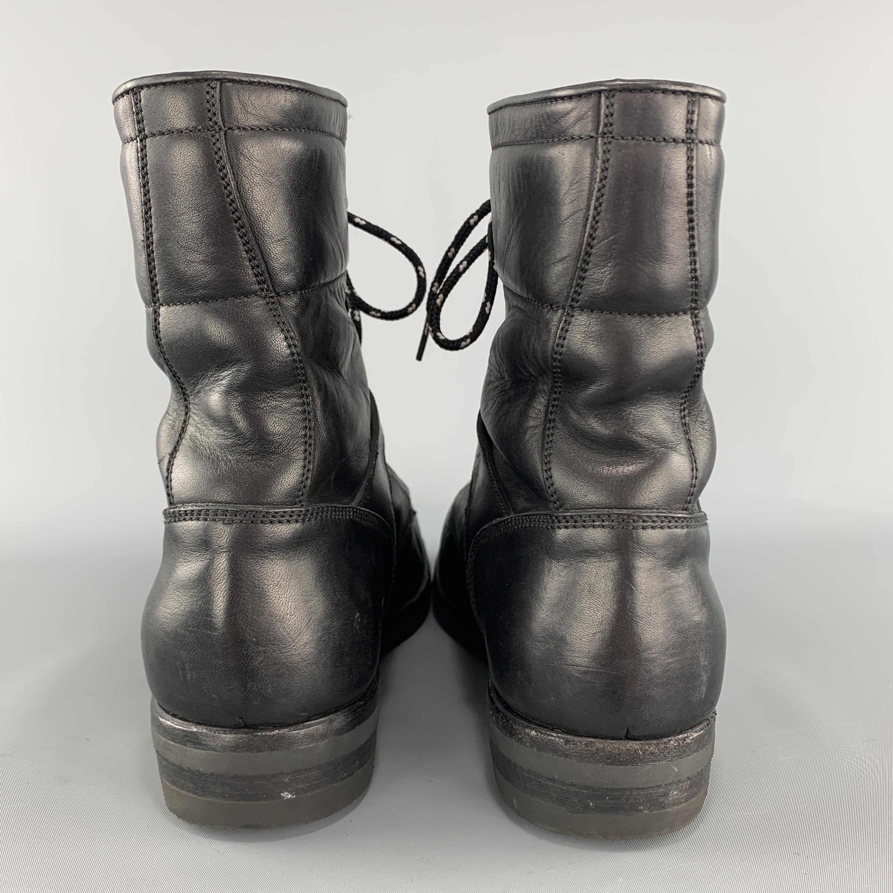 RALPH LAUREN Purple Label Size 12 Black Leather Lace Up Work Boots In Excellent Condition In San Francisco, CA