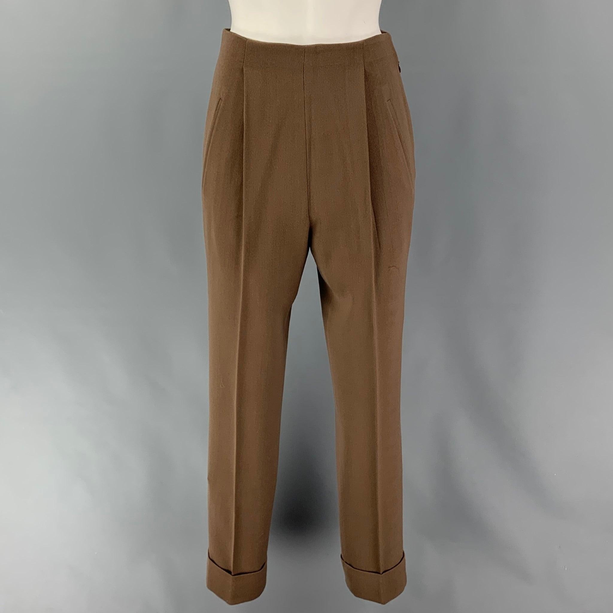 RALPH LAUREN Purple Label Size 2 Tan Wool Double Breasted Pants Suit In Good Condition In San Francisco, CA