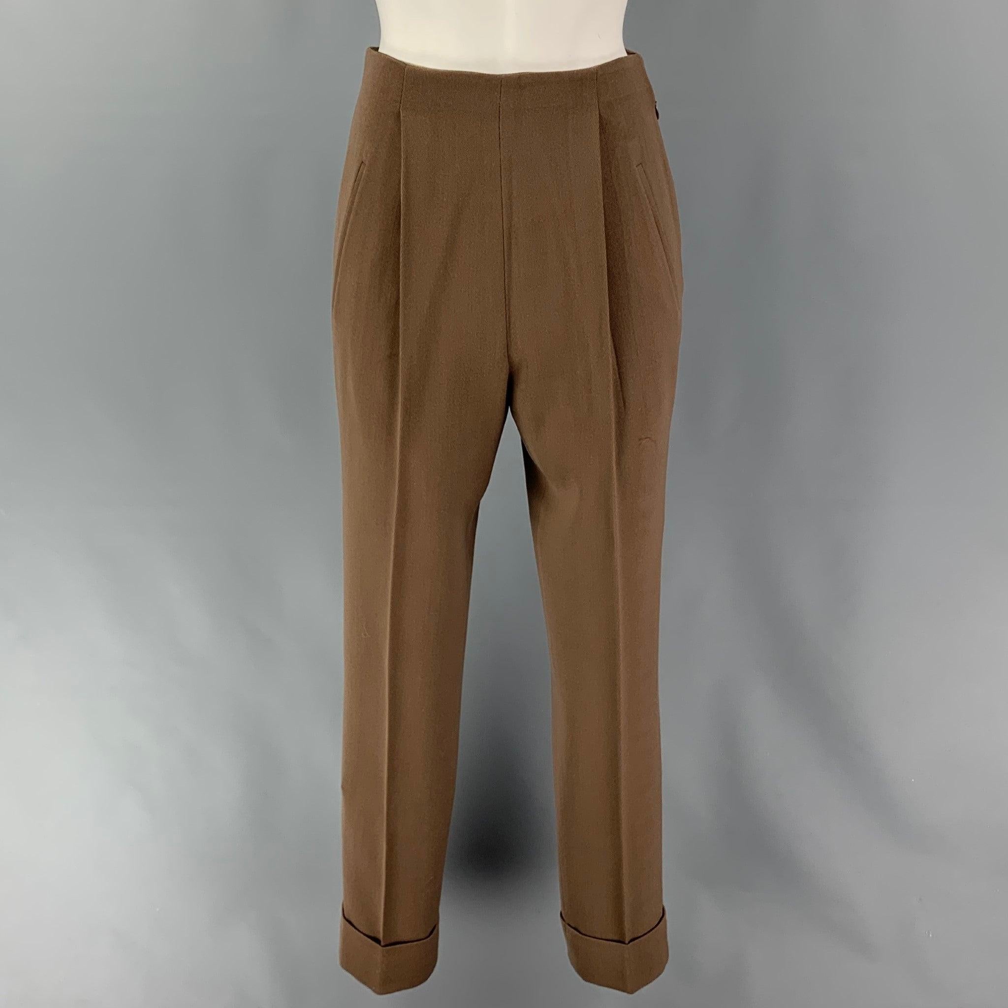 Women's RALPH LAUREN Purple Label Size 2 Tan Wool Double Breasted Pants Suit For Sale