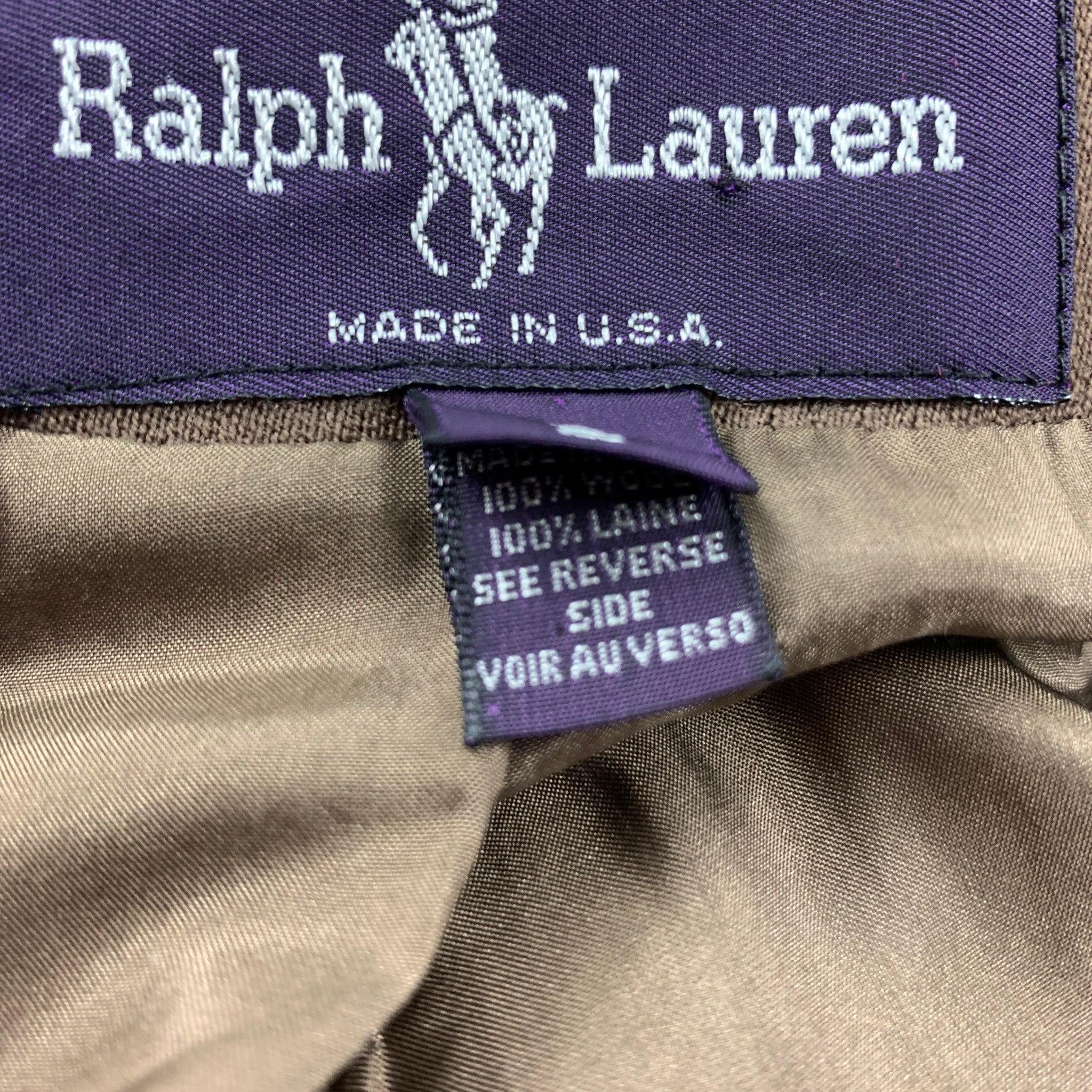 RALPH LAUREN Purple Label Size 2 Tan Wool Double Breasted Pants Suit For Sale 2