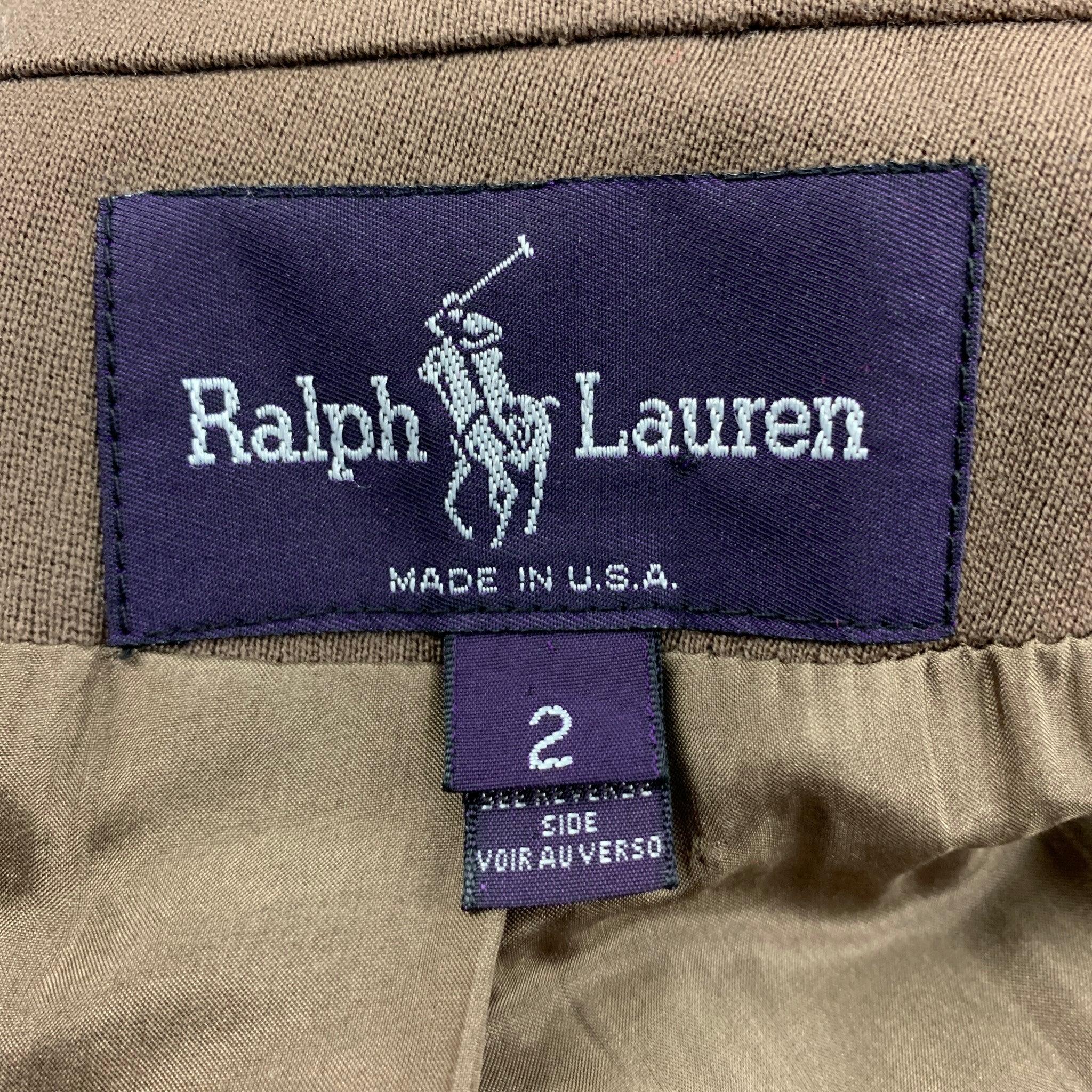 RALPH LAUREN Purple Label Size 2 Tan Wool Double Breasted Pants Suit For Sale 3