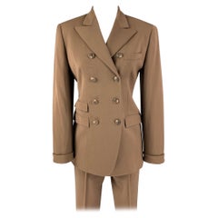 Ralph Lauren Purple Label Taglia 2 Tuta con pantaloni a doppio petto in lana marrone.