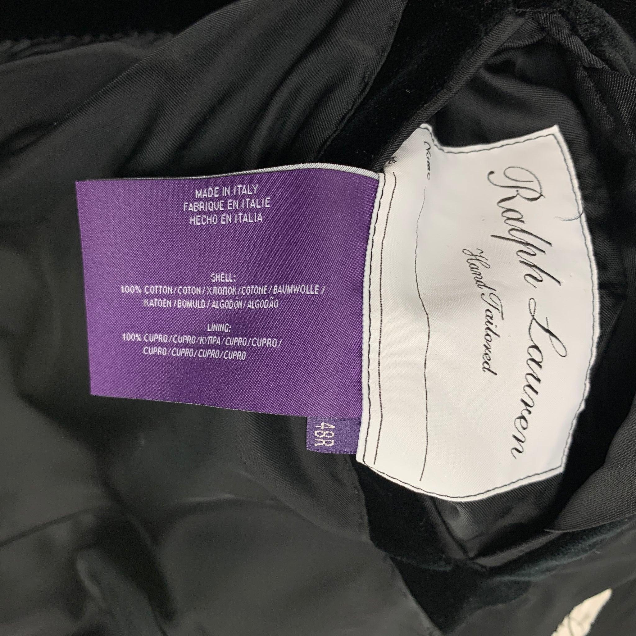 RALPH LAUREN Purple Label Size 38 Black Cotton Velvet Notch Lapel Sport Coat For Sale 1