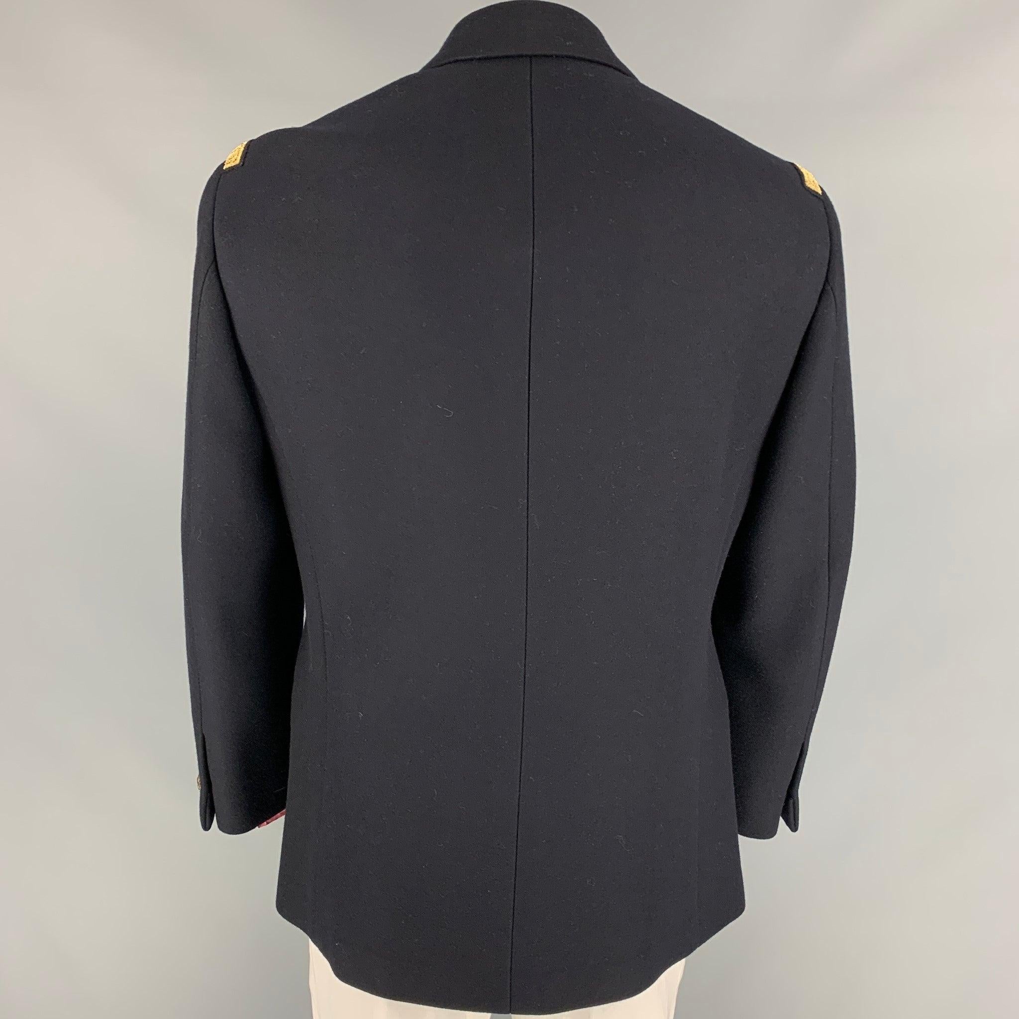 Men's RALPH LAUREN PURPLE LABEL Size 42 Black Gold Wool/Cashmere Double Breasted Coat For Sale