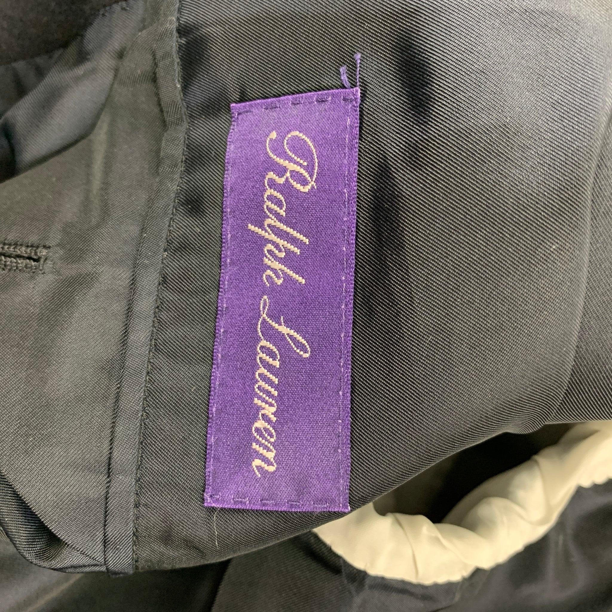 RALPH LAUREN PURPLE LABEL Size 42 Black Gold Wool/Cashmere Double Breasted Coat For Sale 4