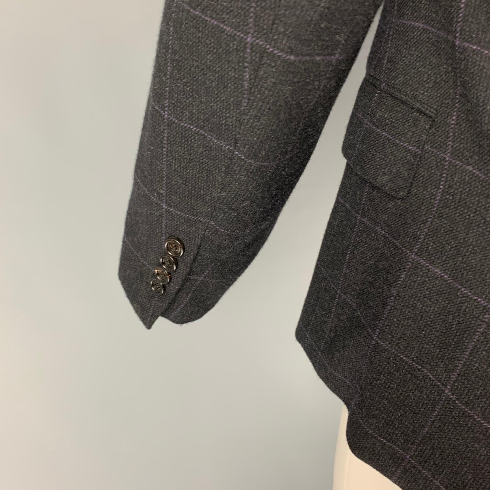 RALPH LAUREN Purple Label Size 44 Black Purple Wool Notch Lapel Sport Coat In Good Condition In San Francisco, CA