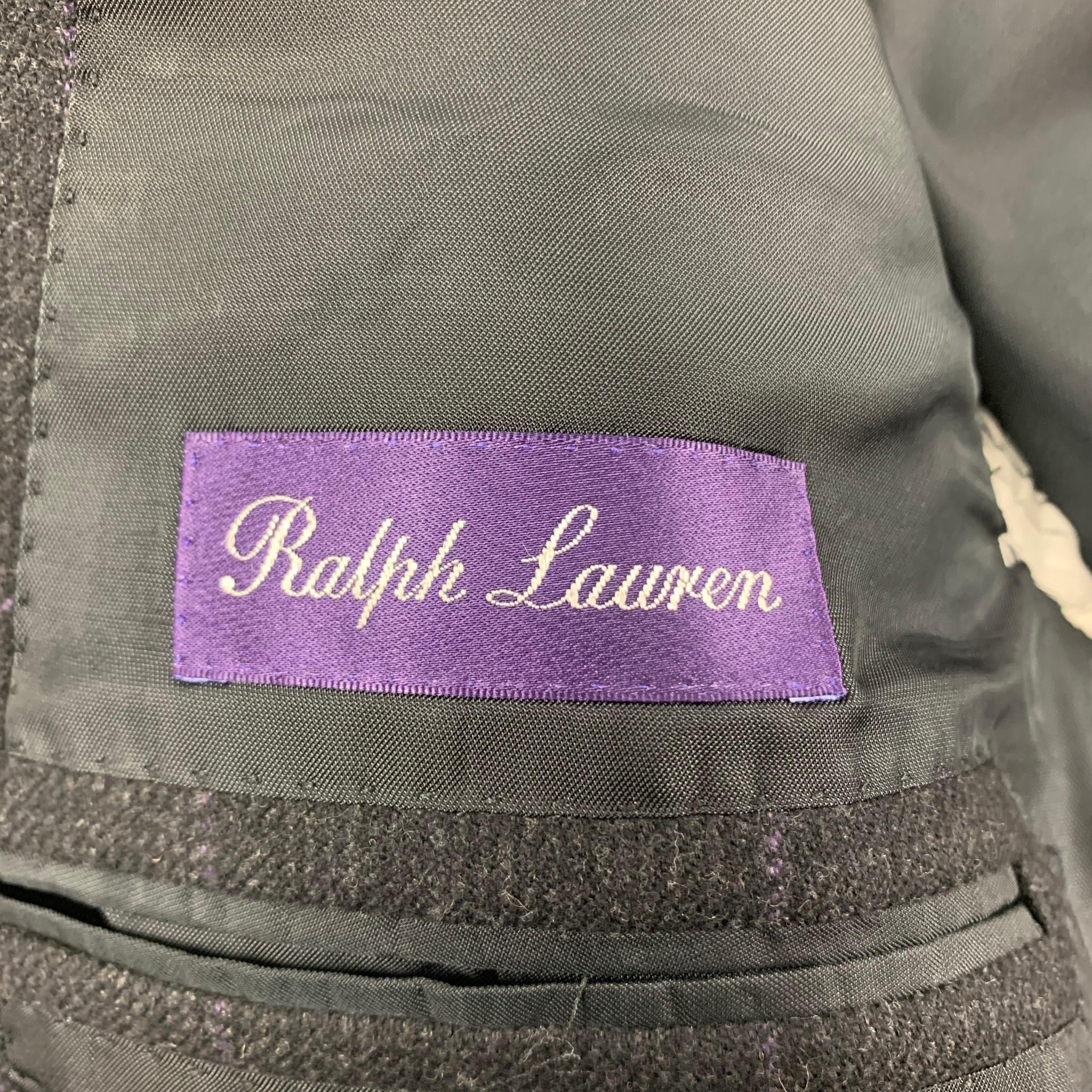 RALPH LAUREN Purple Label Size 44 Black Purple Wool Notch Lapel Sport Coat 1