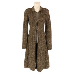 RALPH LAUREN - Manteau en cachemire tricoté or et marron, étiquette violette, taille 8