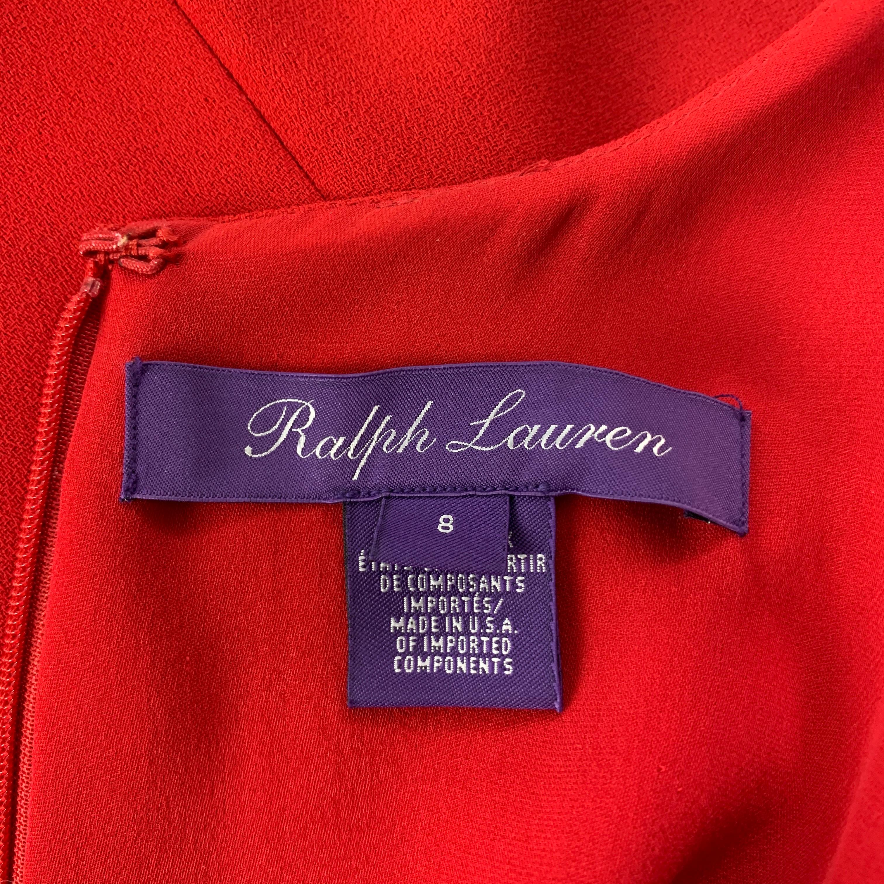 RALPH LAUREN Purple Label Size 8 Red Polyester Sleeveless Long Gown Dress 1