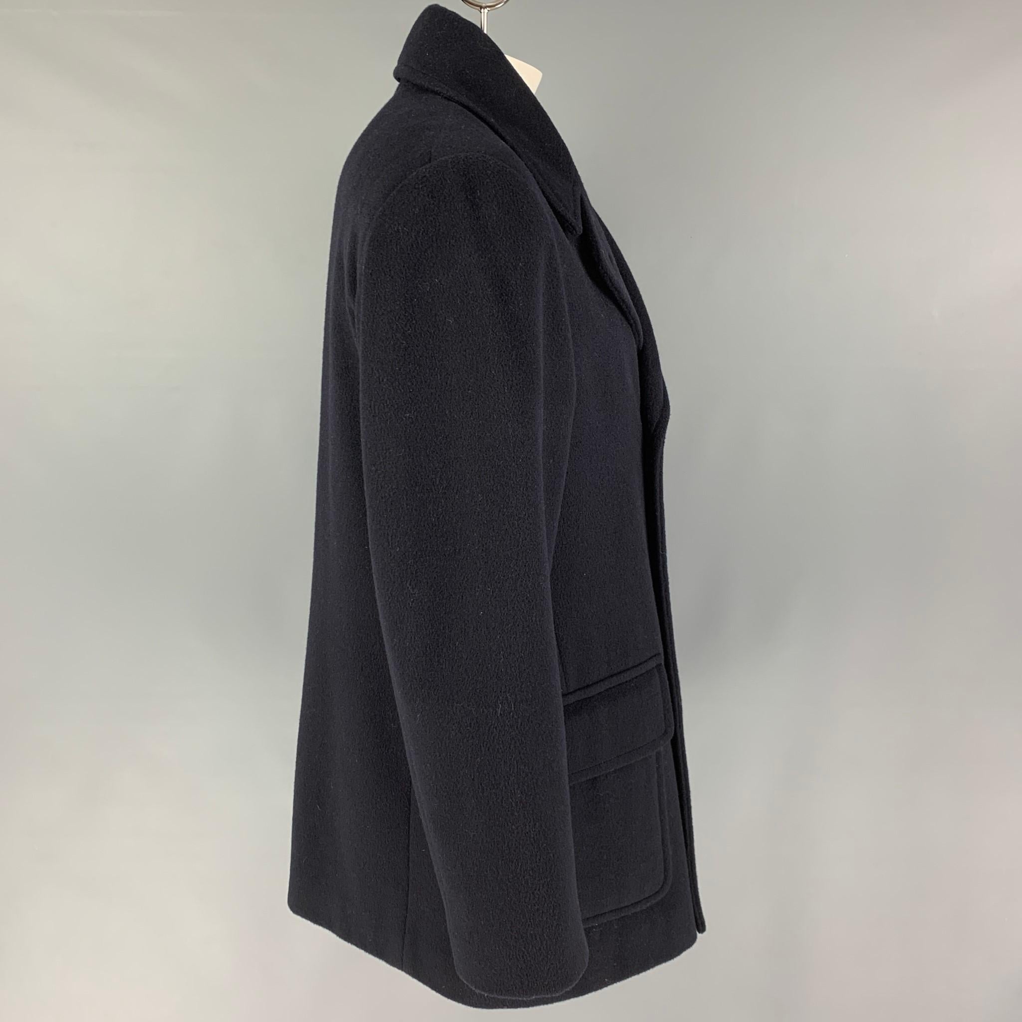 RALPH LAUREN Purple Label Size L Navy Lana Wool Double Breasted Coat In Good Condition In San Francisco, CA
