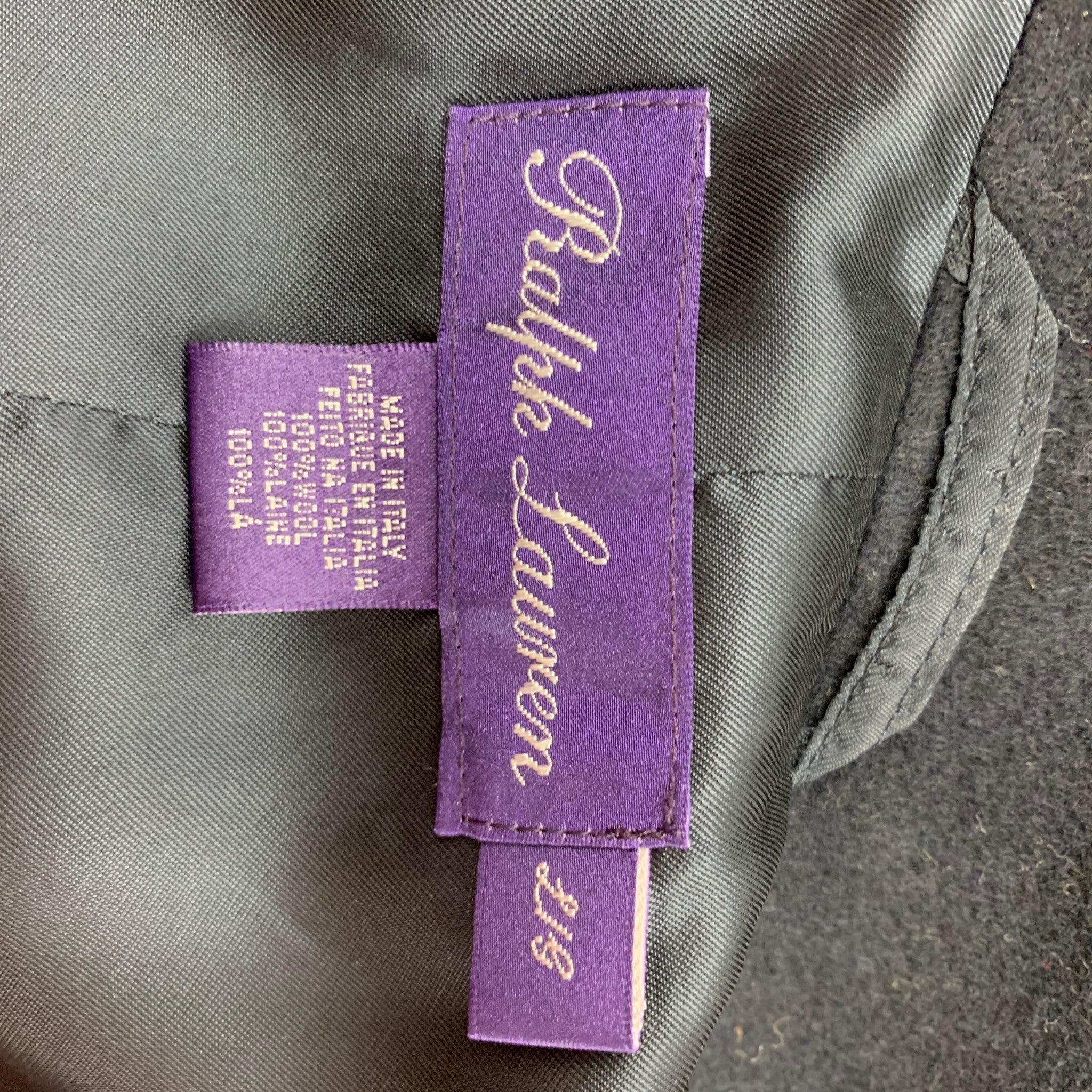RALPH LAUREN Purple Label Size L Navy Lana Wool Double Breasted Coat 2
