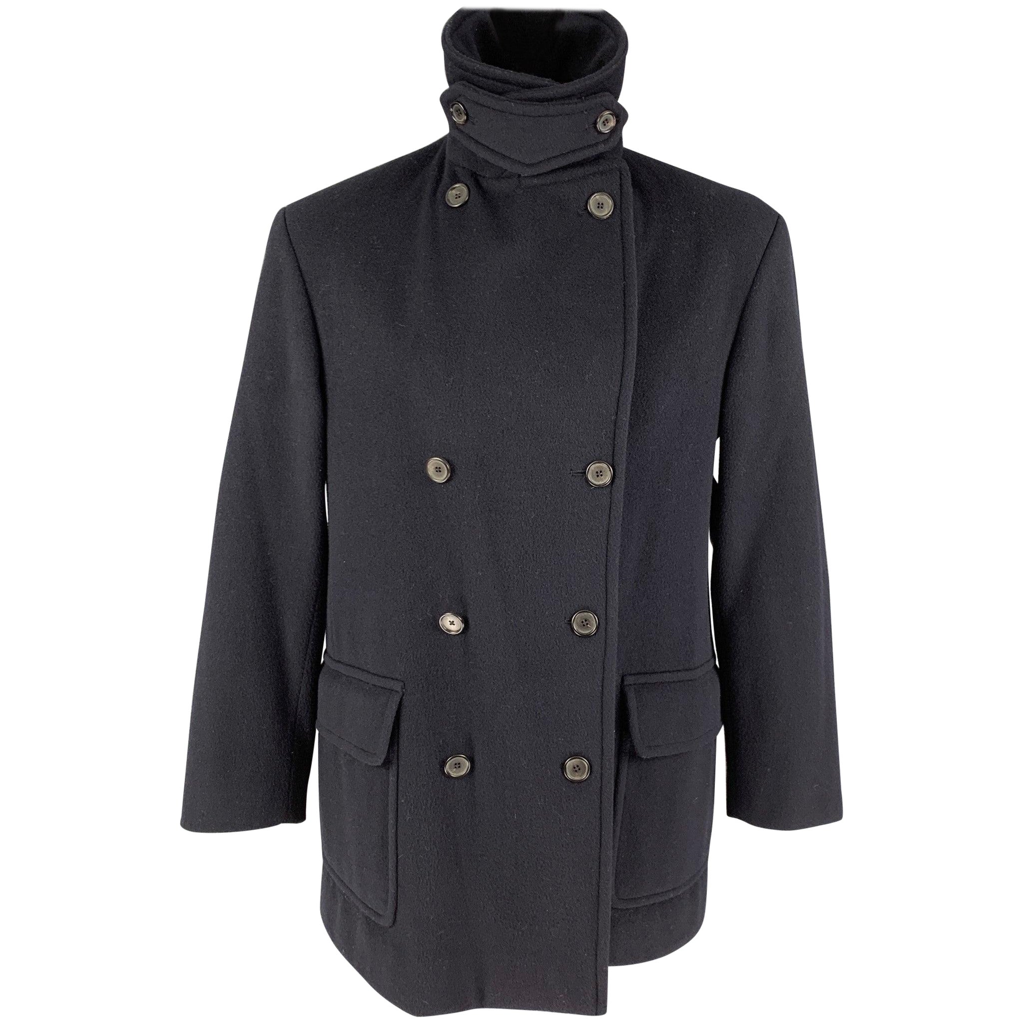 RALPH LAUREN Purple Label Size L Navy Lana Wool Double Breasted Coat