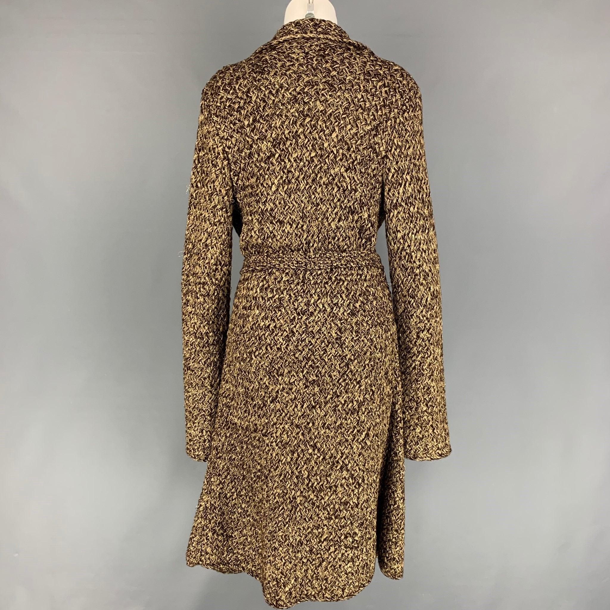 RALPH LAUREN Purple Label Size M Brown Gold Cashmere Blend Open Front Coat In Good Condition For Sale In San Francisco, CA