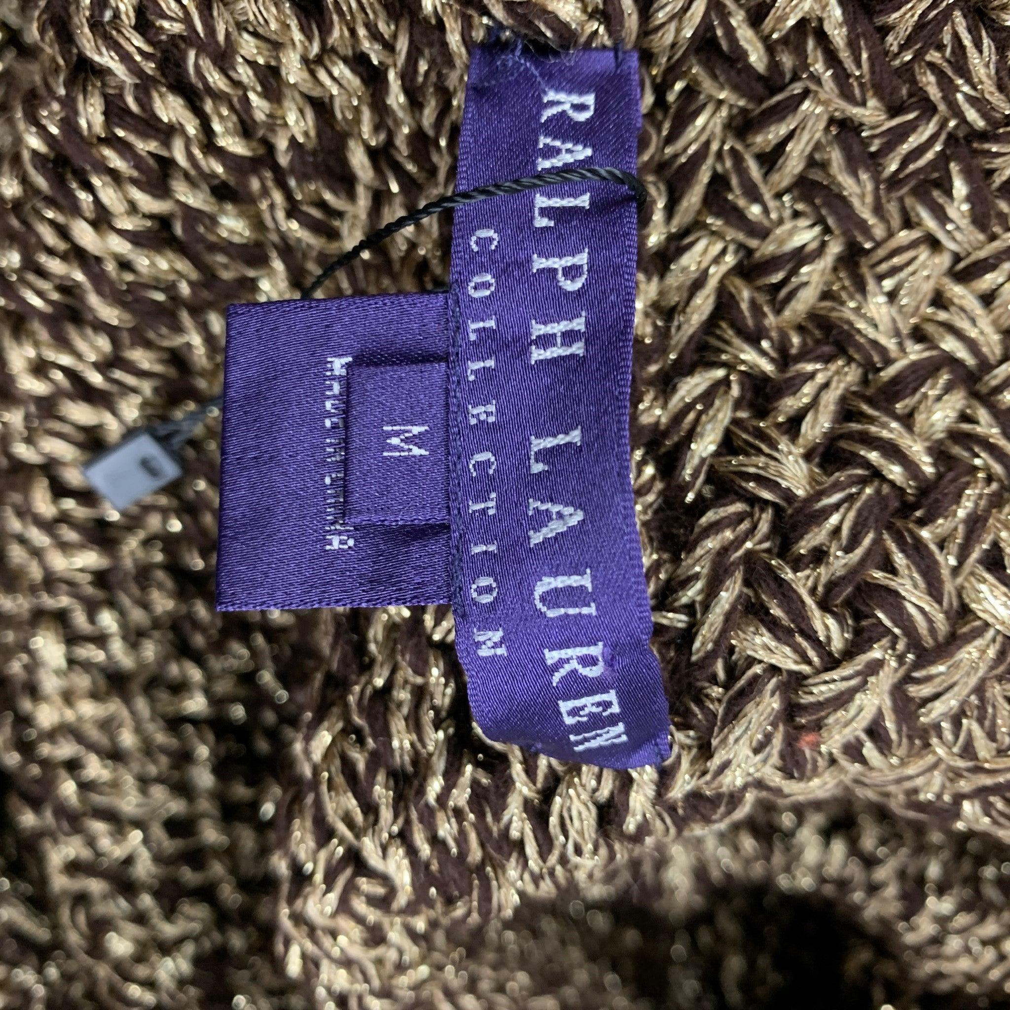 RALPH LAUREN Purple Label Size M Brown Gold Cashmere Blend Open Front Coat For Sale 2