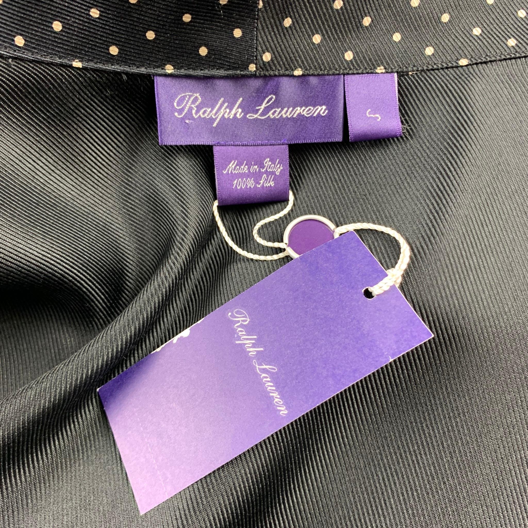 RALPH LAUREN Purple Label Size S Black & White Polka Dot Silk Shawl Collar Robe 2