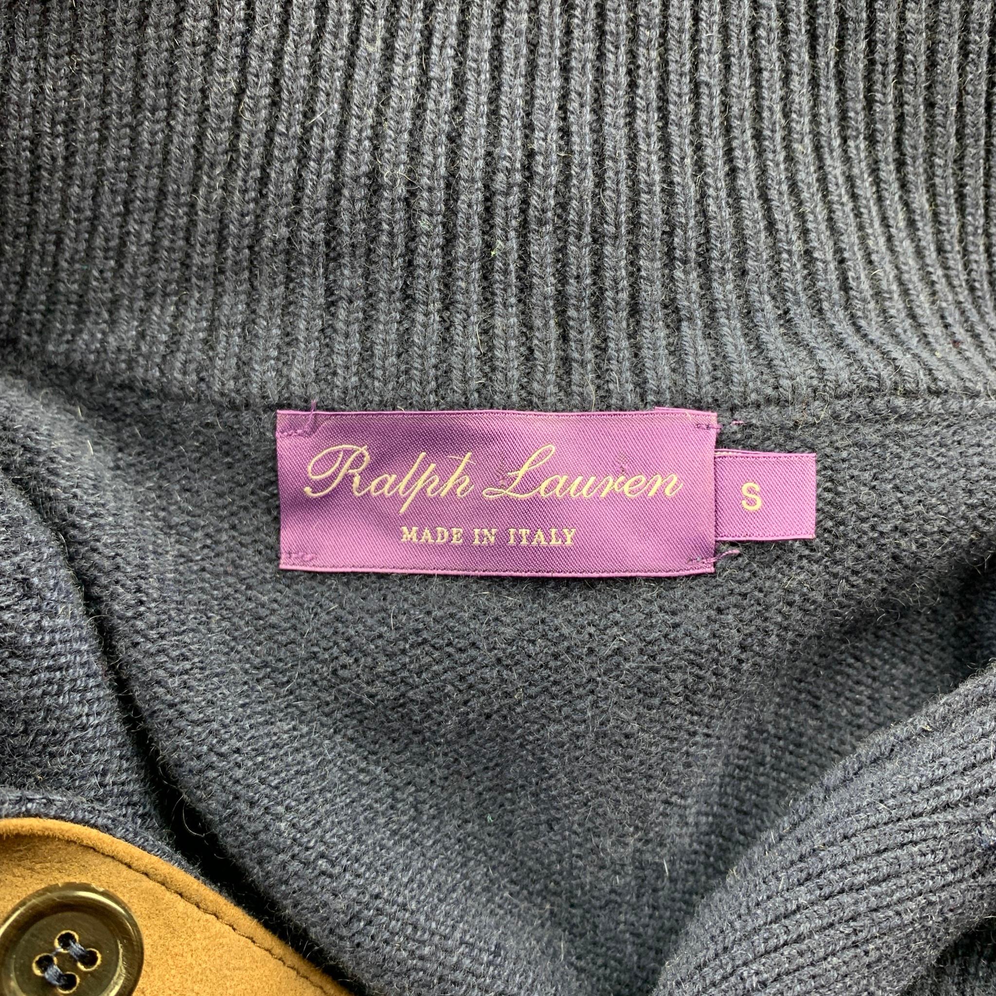 Men's RALPH LAUREN Purple Label Size S Navy Cashmere Mock Turtleneck Pullover
