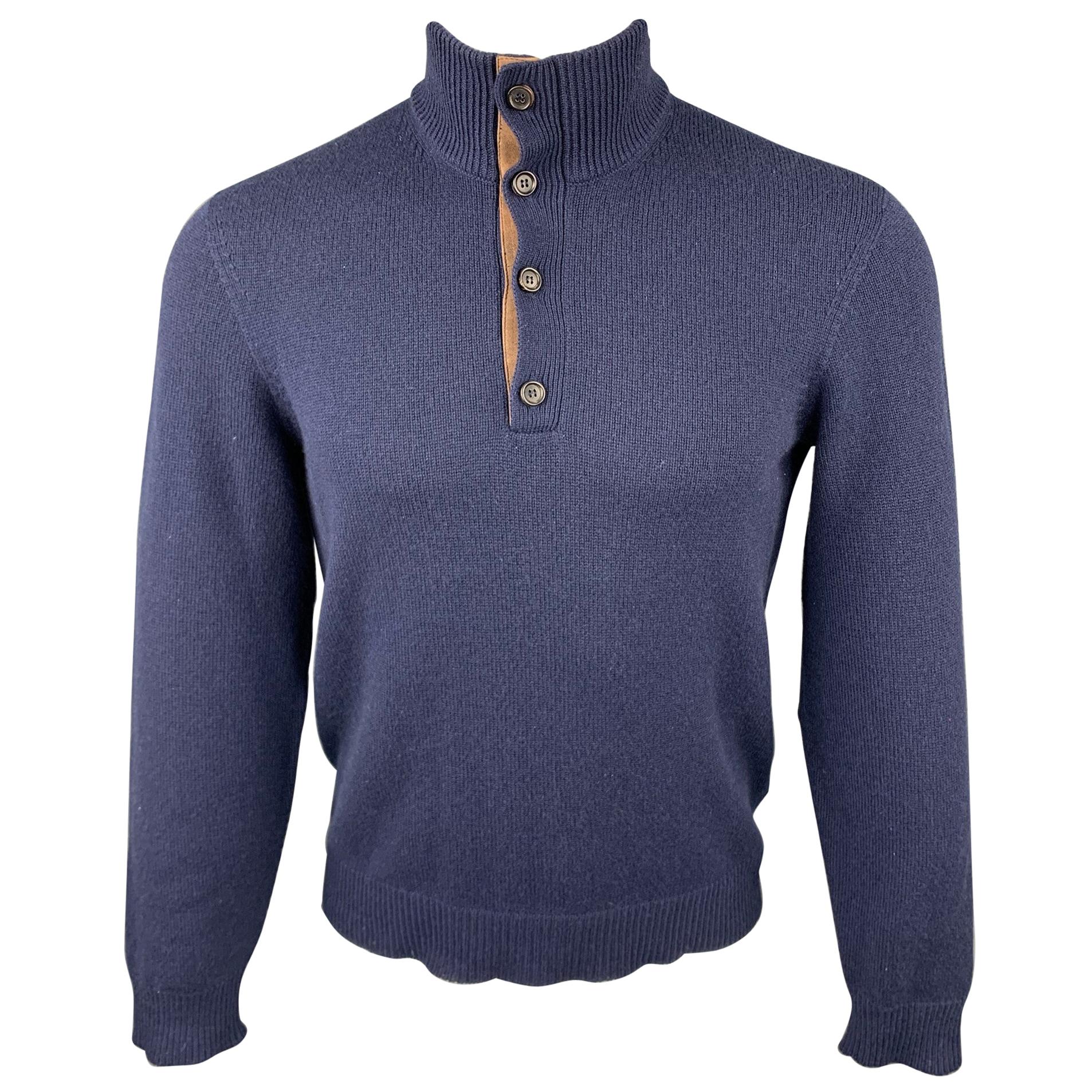 RALPH LAUREN Purple Label Size S Navy Cashmere Mock Turtleneck Pullover