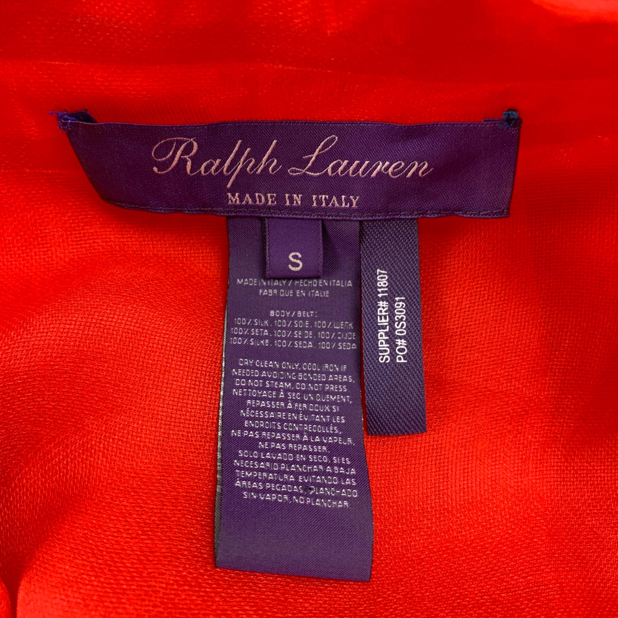 RALPH LAUREN Purple Label Size S Red See Through Silk Lightweight Belted Jacket 1