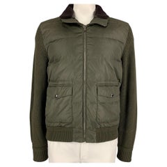 RALPH LAUREN Purple Label Size XL Green Quilted Shearling Collar Jacket