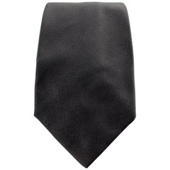 RALPH LAUREN Purple Label Solid Black Silk Satin Tie