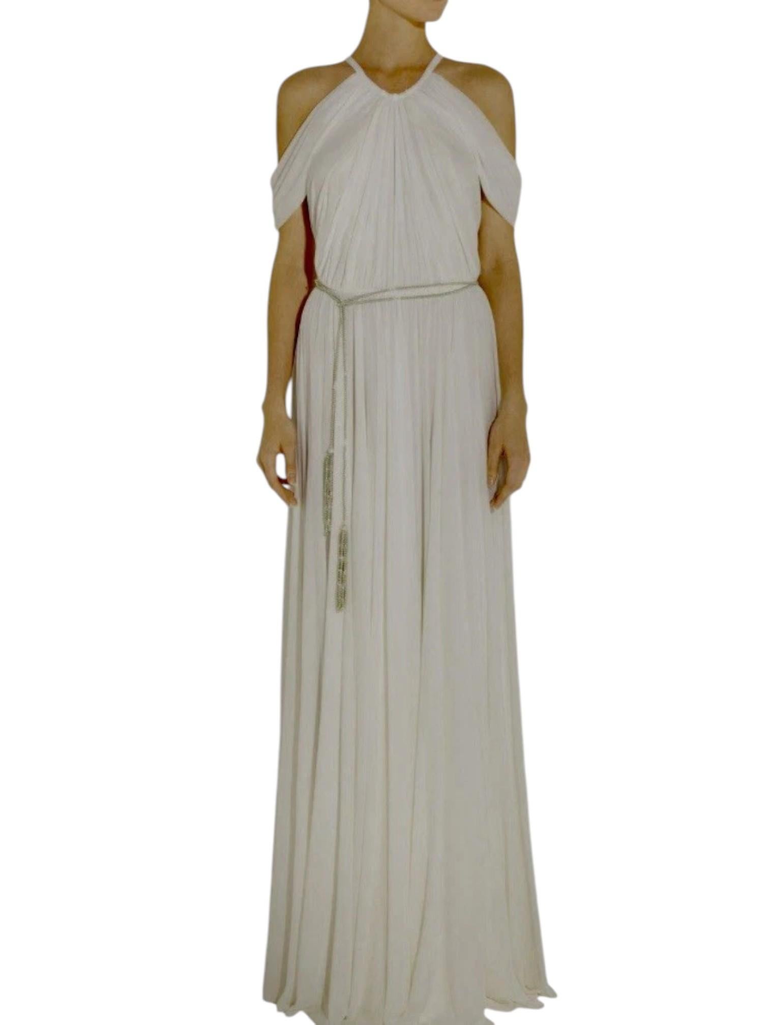 Ralph Lauren Purple Label Spring 2012 Ivory Draped Jersey Runway Gown Jewel Belt in vendita 1