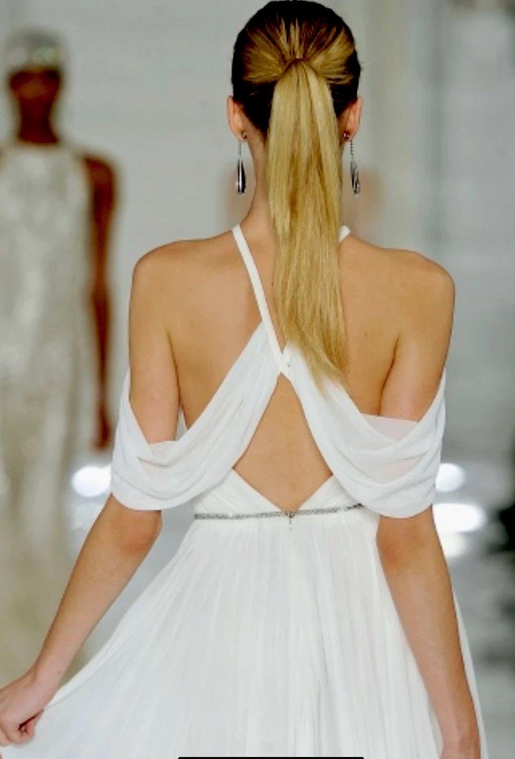 Ralph Lauren Purple Label Spring 2012 Ivory Draped Jersey Runway Gown Jewel Belt in vendita 2