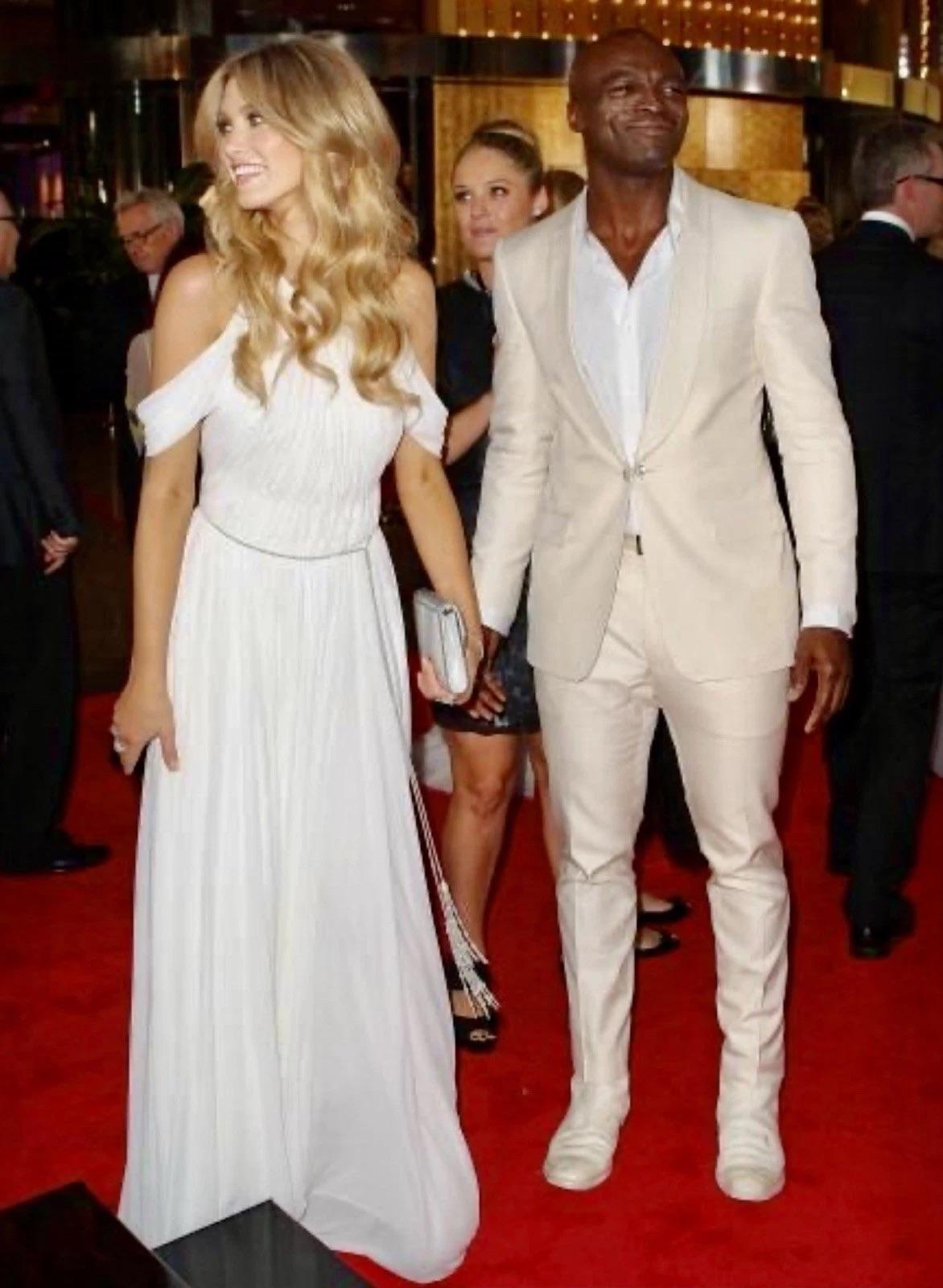 Ralph Lauren Purple Label Spring 2012 Ivory Draped Jersey Runway Gown Jewel Belt in vendita 4