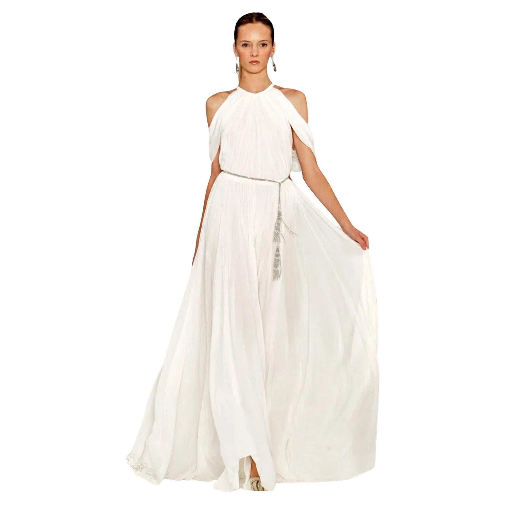 Ralph Lauren Purple Label Spring 2012 Ivory Draped Jersey Runway Gown Jewel Belt in vendita