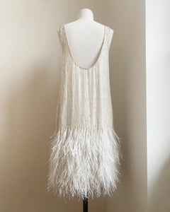 Ralph Lauren Purple Label SS 12 flapper ivory beige feather wedding bead dress 8