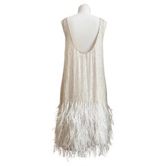 Ralph Lauren Purple Label SS 12 flapper ivory beige feather wedding bead dress 8