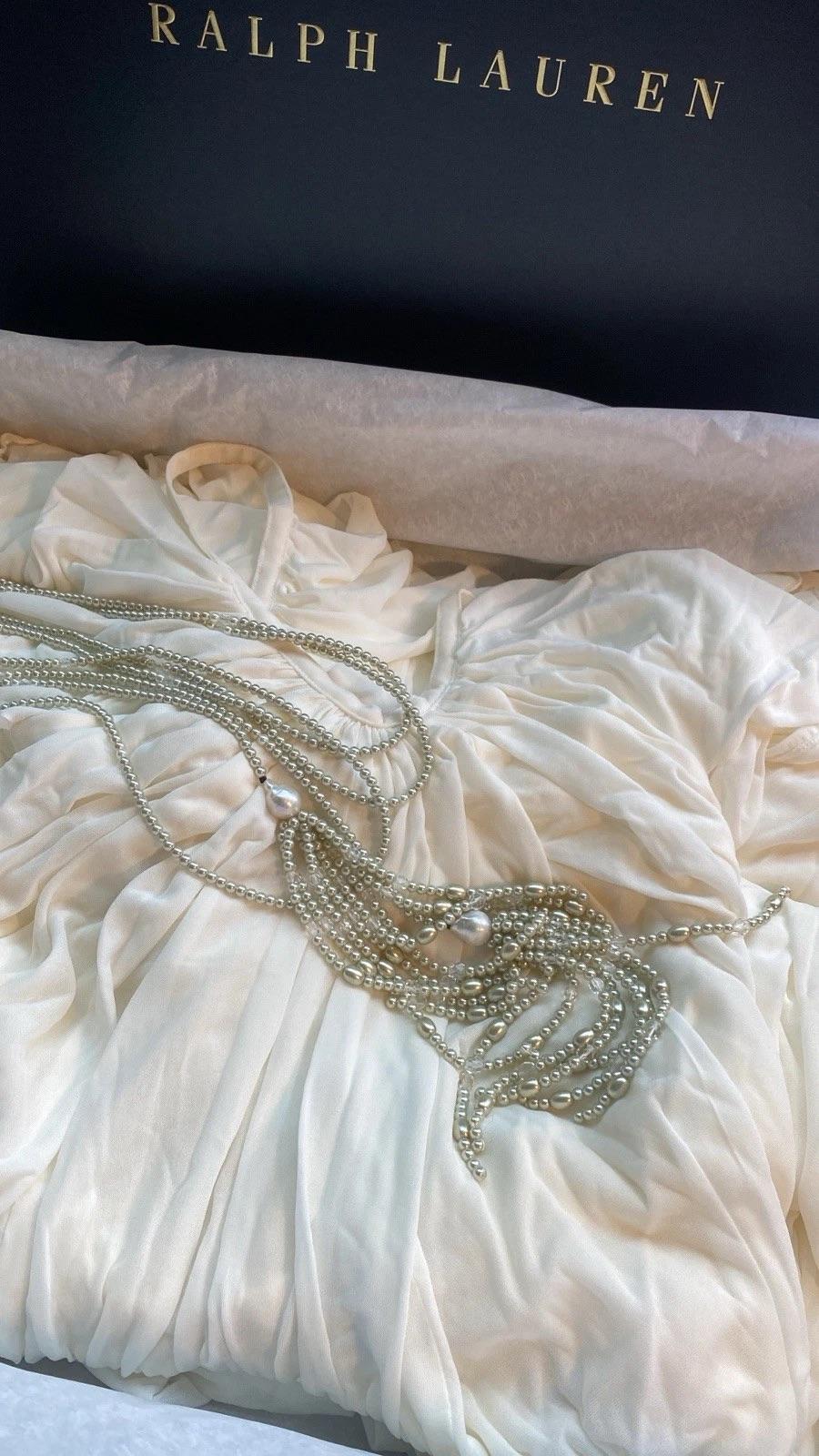 Ralph Lauren Purple Label SS 2012 Ivory Draped Wedding Runway Gown Jewel Belt en vente 3