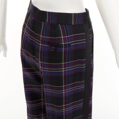 RALPH LAUREN PURPLE LABEL tartan plaid wool cuffed wide leg trousers pants US2 S